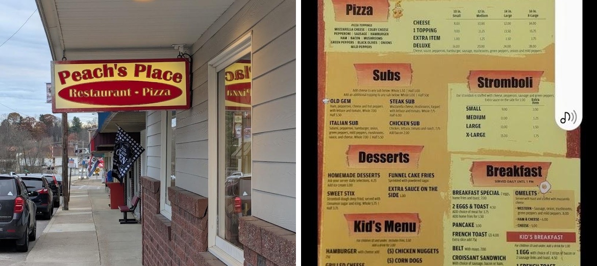 Peachs Place Family Restaurant & Pizza Menu