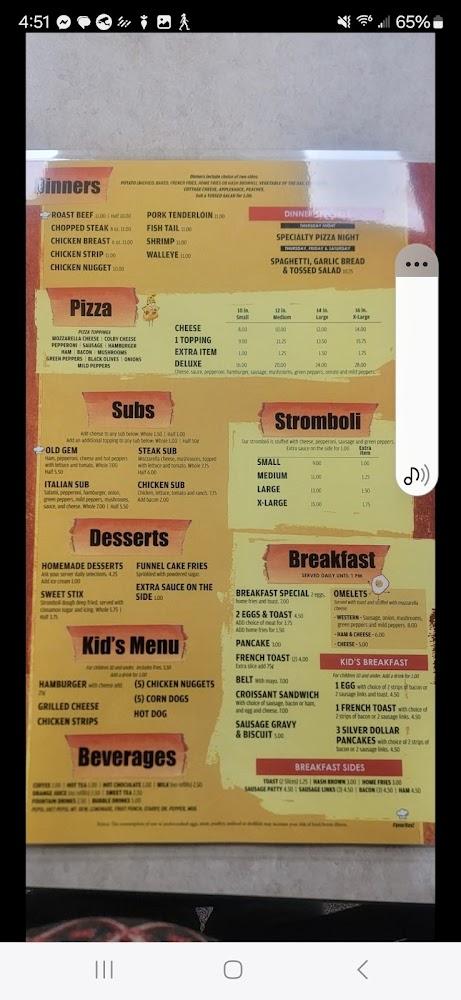 Peachs Place Family Restaurant & Pizza Menu image 1